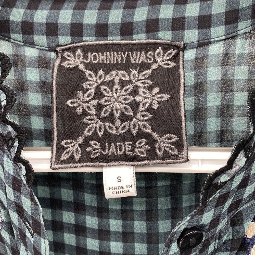 Johnny Was Jade Gingham Plaid Lana Tiered Midi dress size S bohemian prairie - Picture 6 of 15